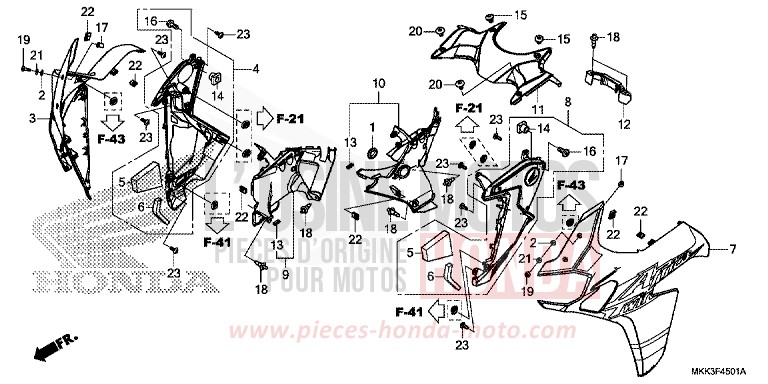 MITTLERER WINDLAUF (CRF1000A2/AL2/D2/DL2) von Africa Twin PEARL GLARE WHITE (NHB53HB) von 2018